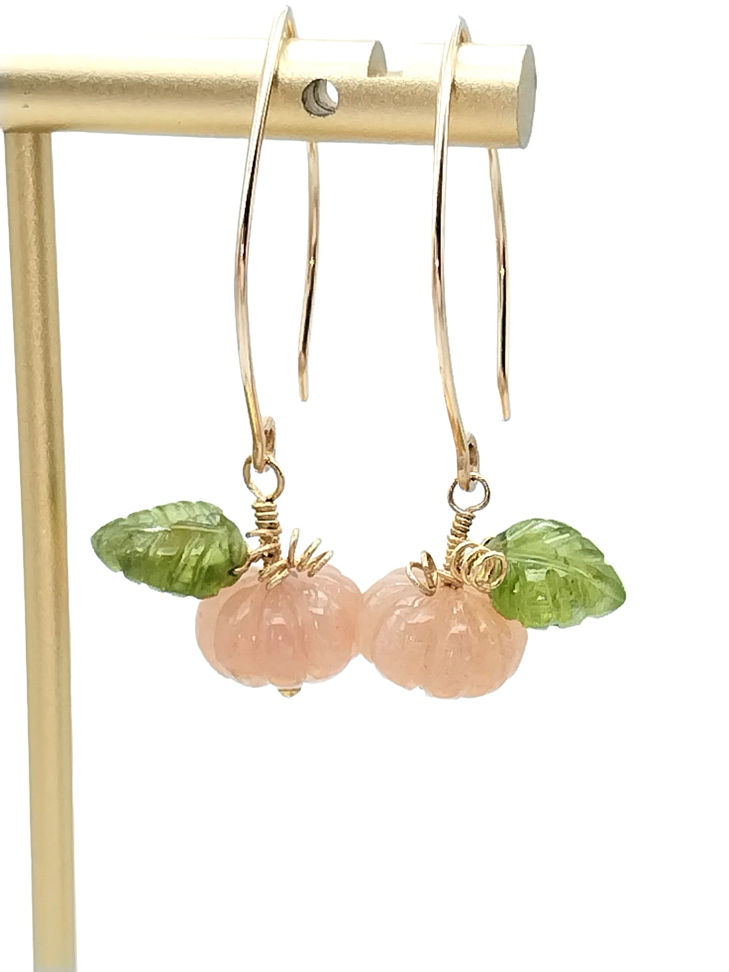 Moonstone & Peridot Leaf Earrings - 14k Gold Filled Dangle | Ms Friesch