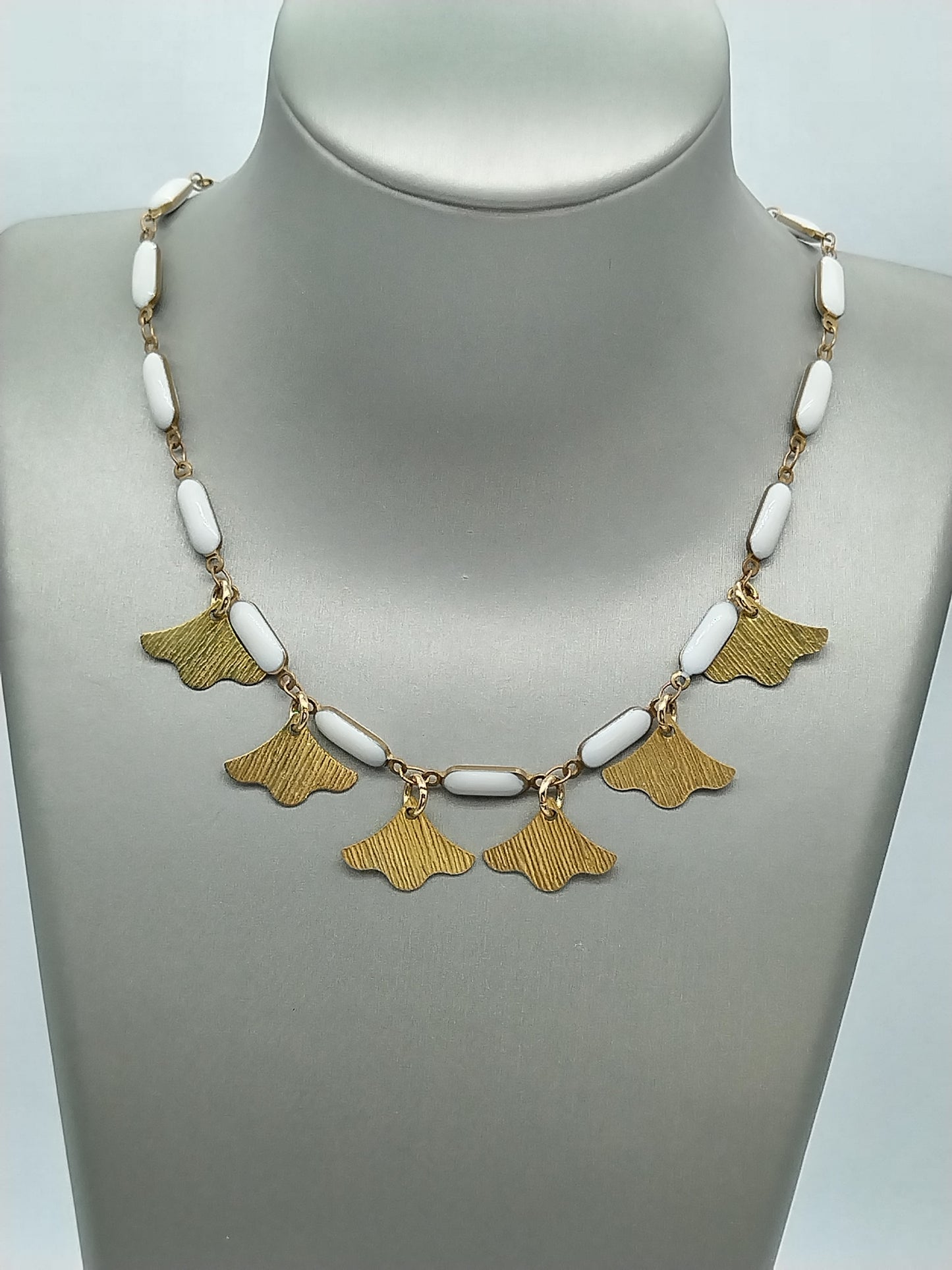 Star & Gingko Choker, Enamel Puffed Bar Brass Necklace, Dazzling Charm Necklace, Cool Layering Necklace