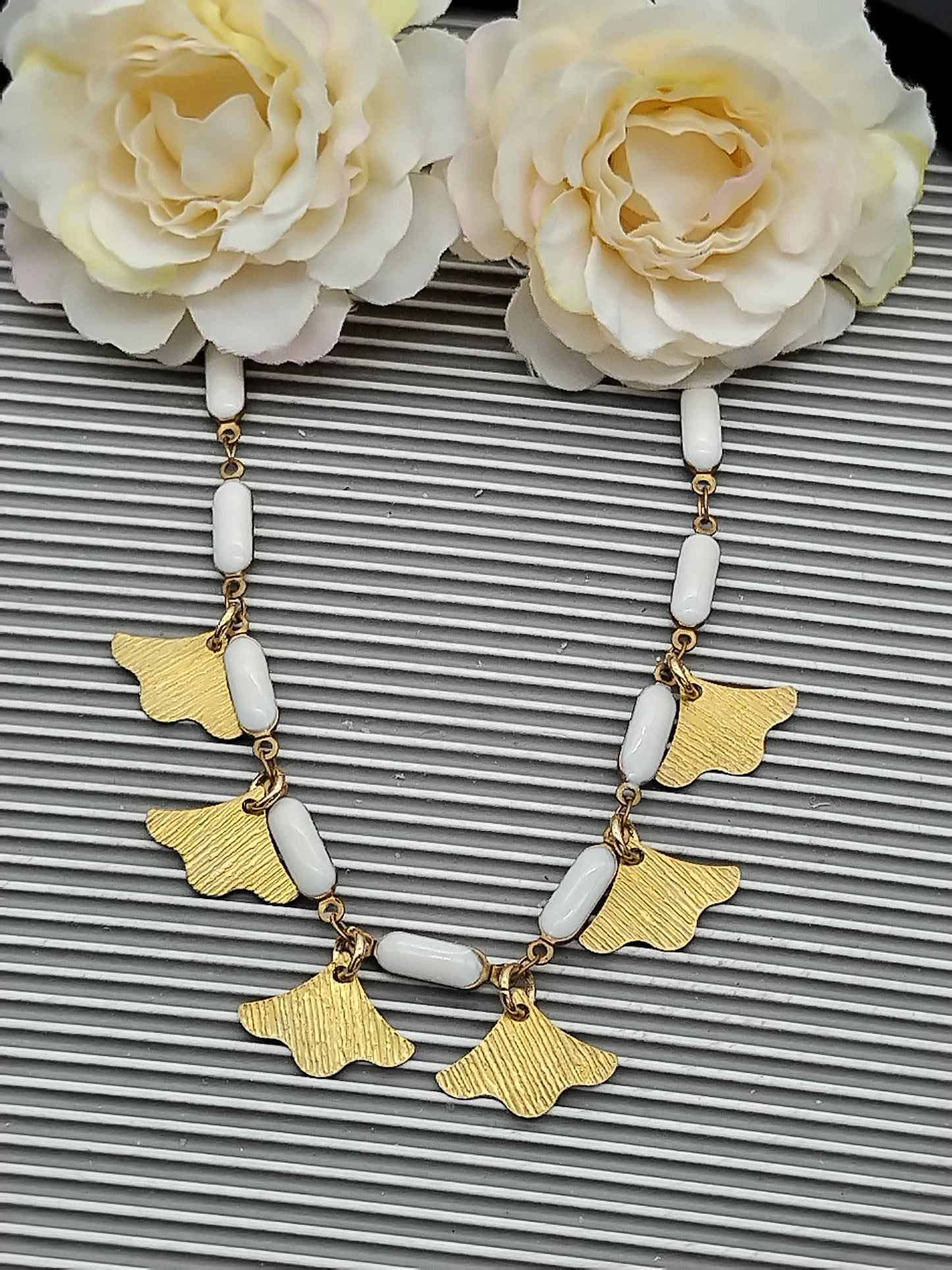 Star & Gingko Choker, Enamel Puffed Bar Brass Necklace, Dazzling Charm Necklace, Cool Layering Necklace