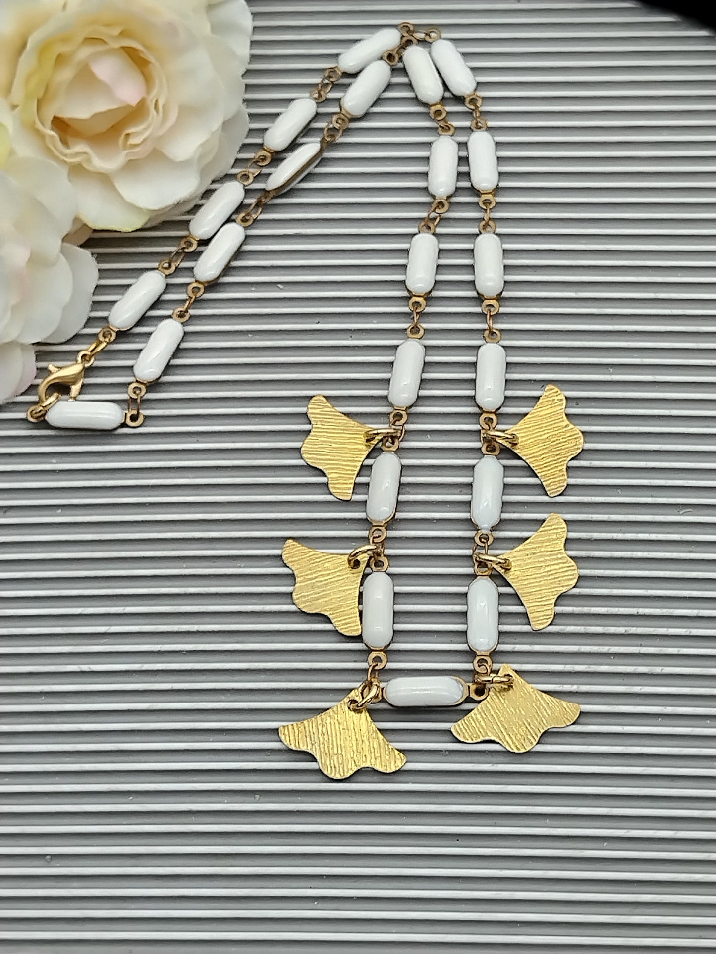 Star & Gingko Choker, Enamel Puffed Bar Brass Necklace, Dazzling Charm Necklace, Cool Layering Necklace