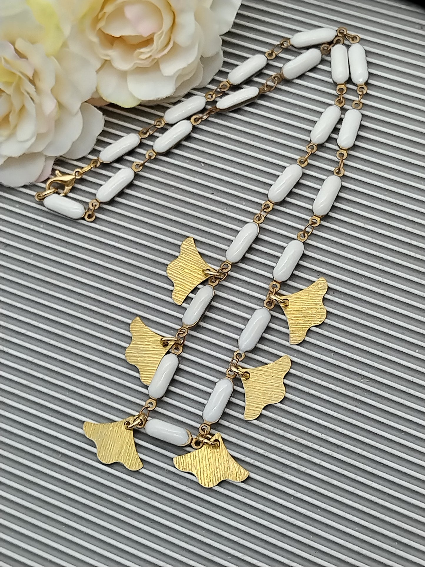 Star & Gingko Choker, Enamel Puffed Bar Brass Necklace, Dazzling Charm Necklace, Cool Layering Necklace