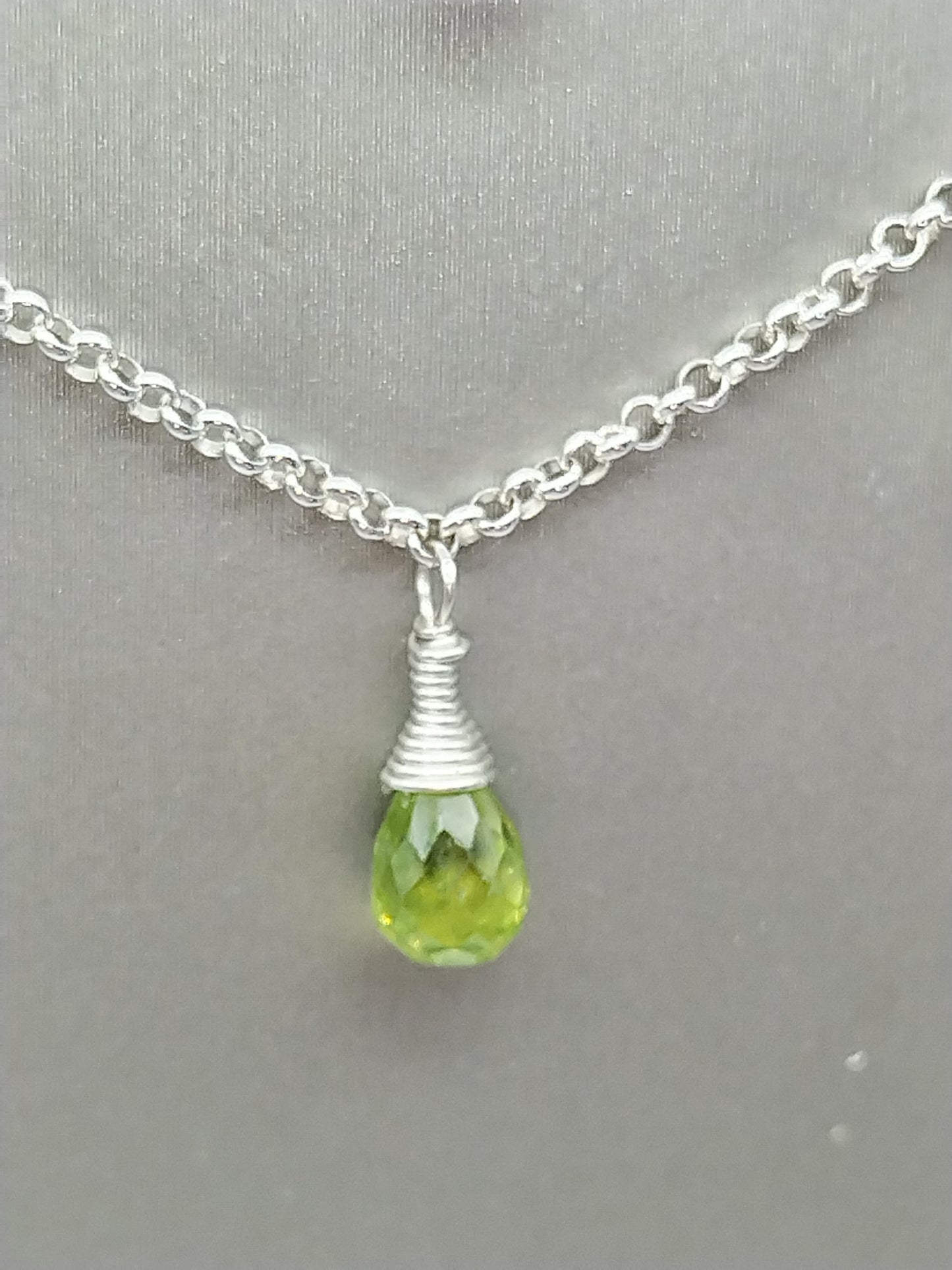 Gemstone Briolette Dangle Necklace, Sterling Silver Necklace, Perdiot, Citrine, Amethyst