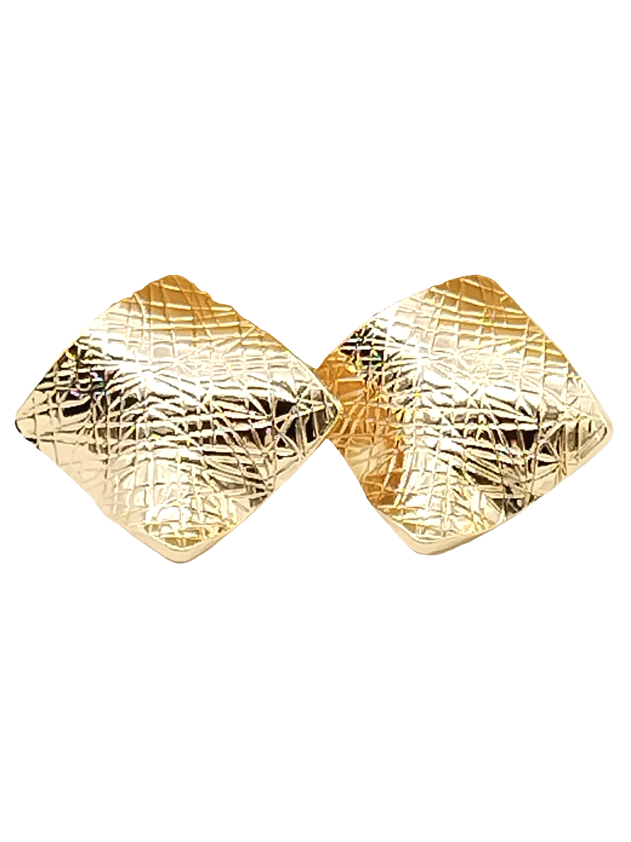 Klobige, gewellte Ohrstecker in Rombic-Optik in Gold