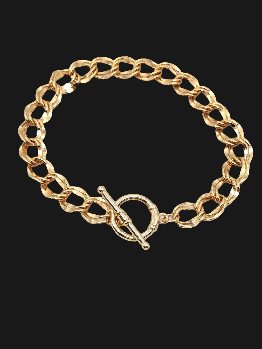 Gold Curb Chain Bracelet, Stackable, Classy, Affordable Jewelry, Christmas Gifts, For Women