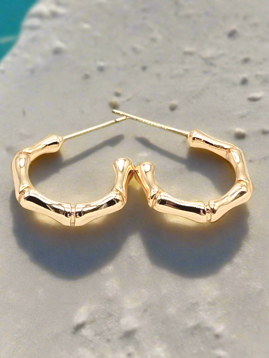 Creolen in Bambusform, 18 Karat vergoldete Ohrringe, Boho-Chic-Schmuck, Ohrstecker, Geschenke, Frauen, Trends, Mädchen