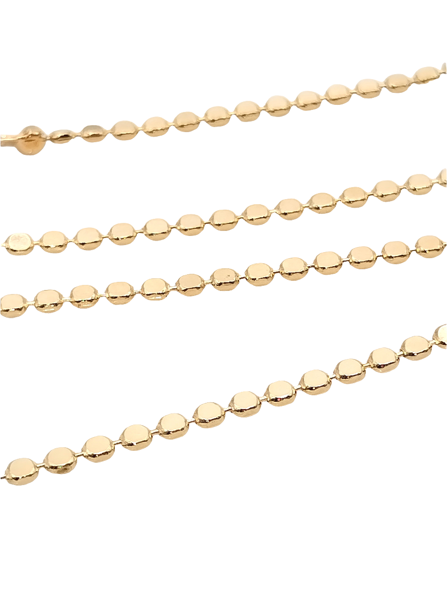 Collar de cadena de oro de 18 quilates, discos planos, joyería elegante y con clase, informal, regalo para mujeres y niñas