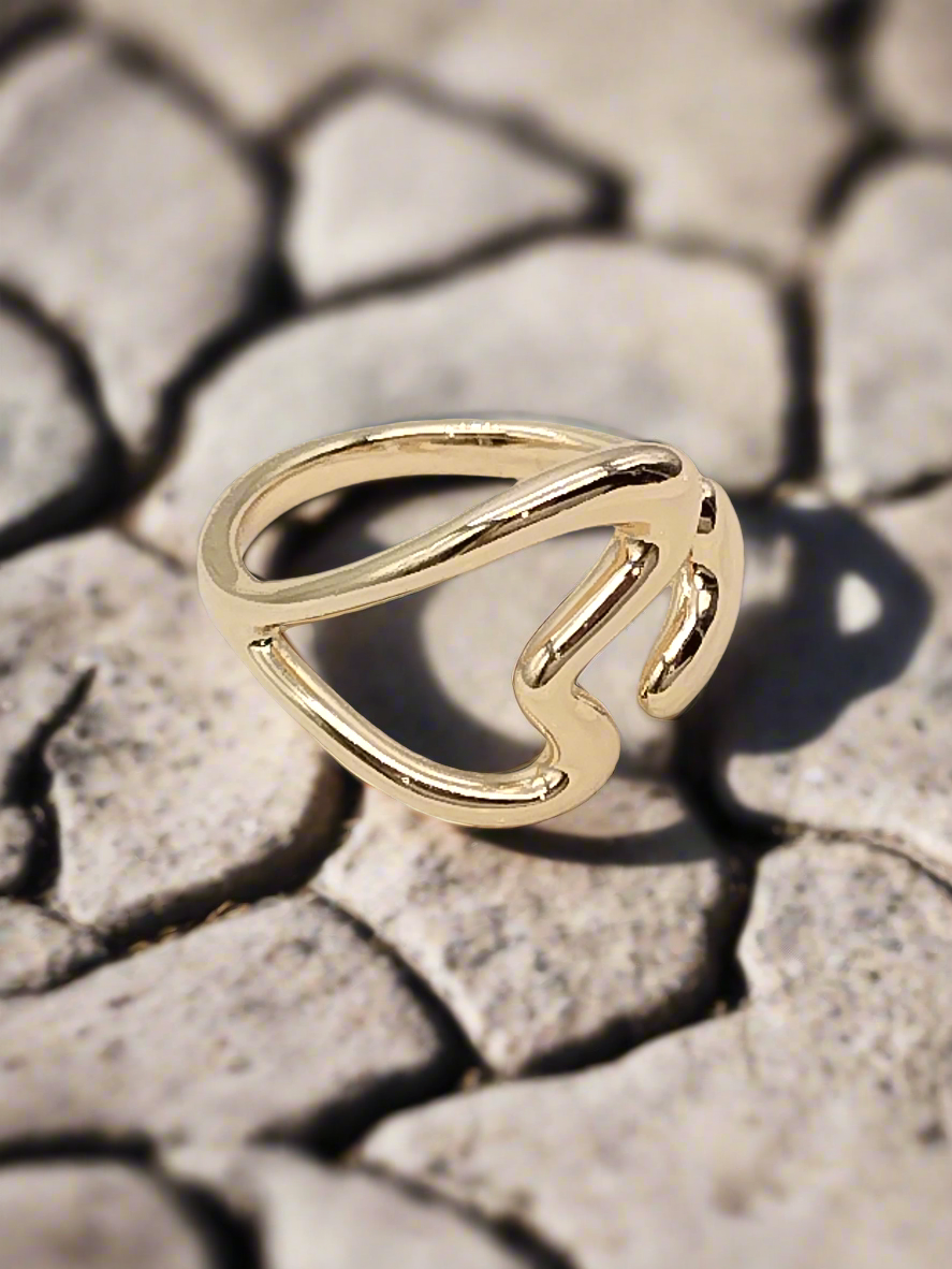 Open Heart Gold Ring