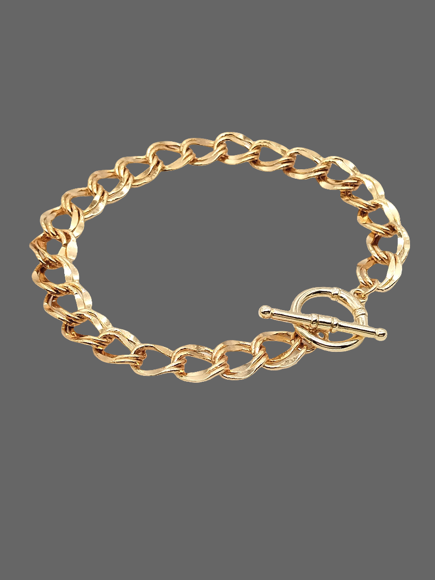 Gold Curb Chain Bracelet, Stackable, Classy, Affordable Jewelry, Christmas Gifts, For Women
