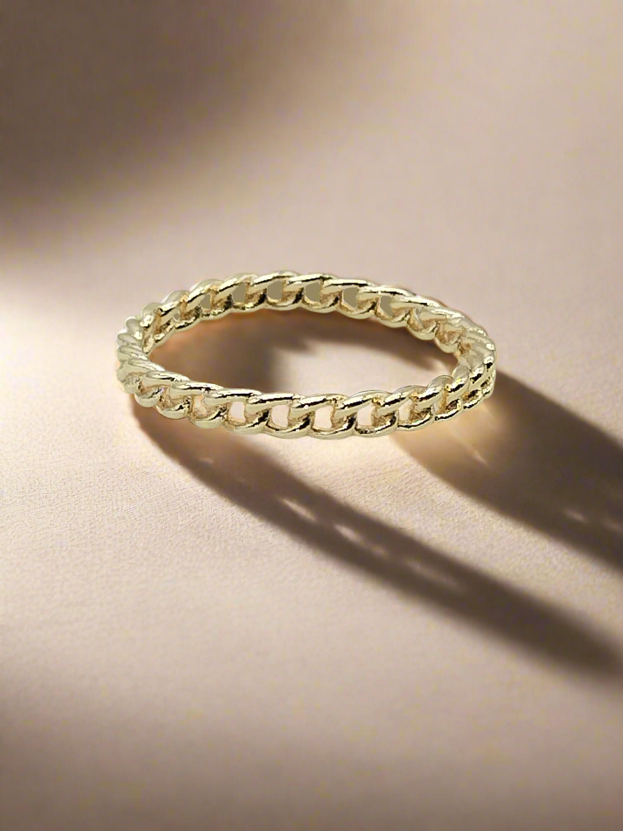 Anillos de cadena de eslabones, chapados en oro, ajustables, apilables, moda, regalos, joyas, únicos, niñas