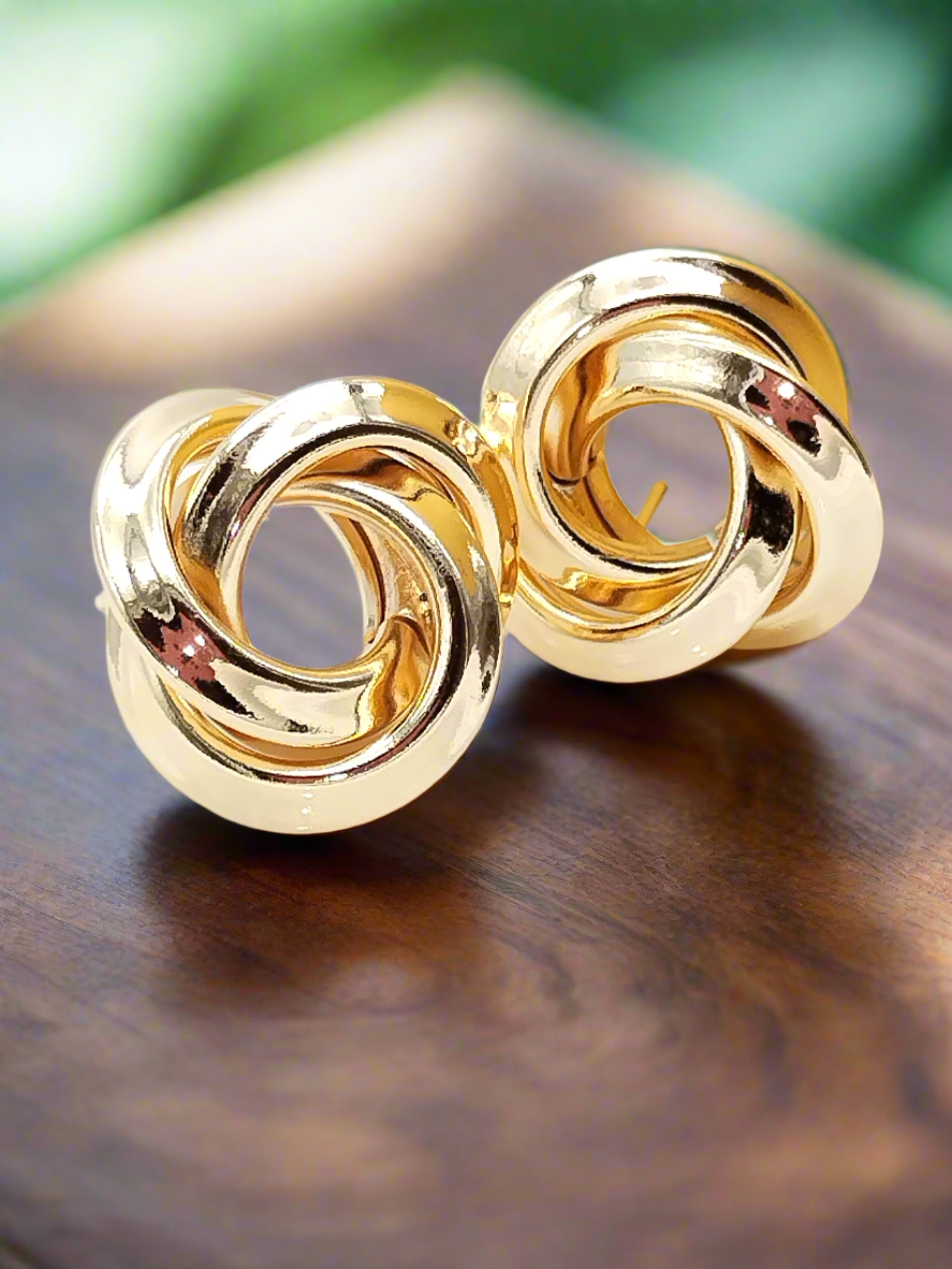 Pendientes de oro con nudo, pendientes de botón llamativos, gruesos, con botón, tendencia, joyas, regalos