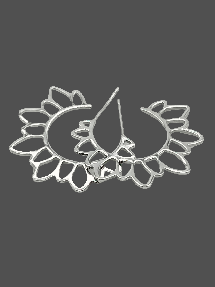 Pendientes de aro de sol, grandes, plata rodiada, casuales, boho chic, joyas, mujeres, niñas, regalos (copia)
