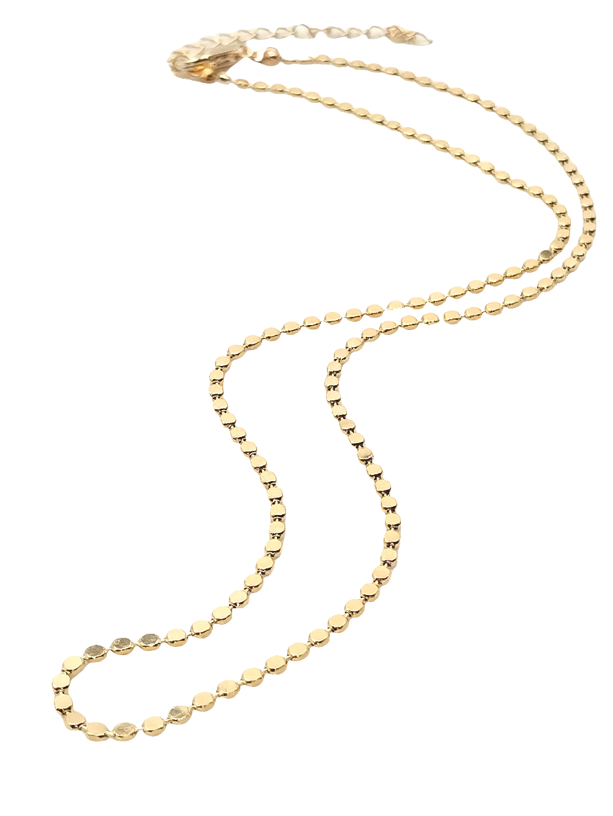 Collar de cadena de oro de 18 quilates, discos planos, joyería elegante y con clase, informal, regalo para mujeres y niñas