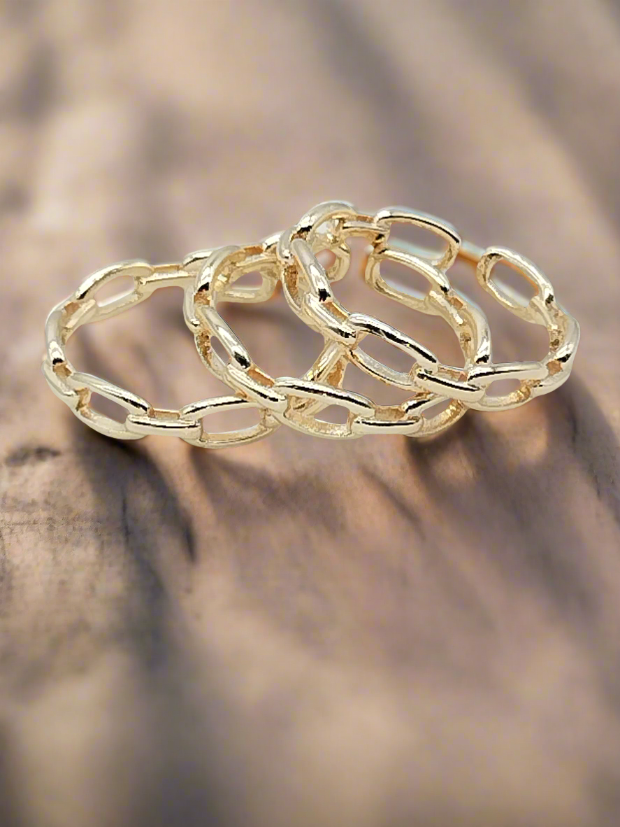 Anillo de oro ajustable, chapado en oro, cadena de eslabones, estilo boho chic, regalos, chicas de moda, mujeres con clase