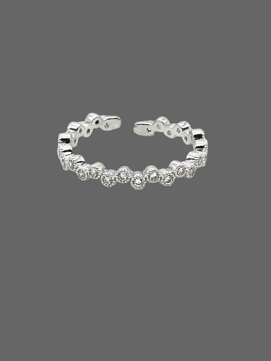 Anillo de plata delicado, anillo de eternidad con circonita cúbica, joyería femenina, elegante, para mujer, apilable (copia)