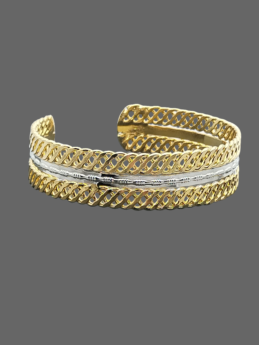 Brazalete de plata y oro, pulsera de metal trenzado, joyería elegante y con clase, mujeres, regalos, niñas