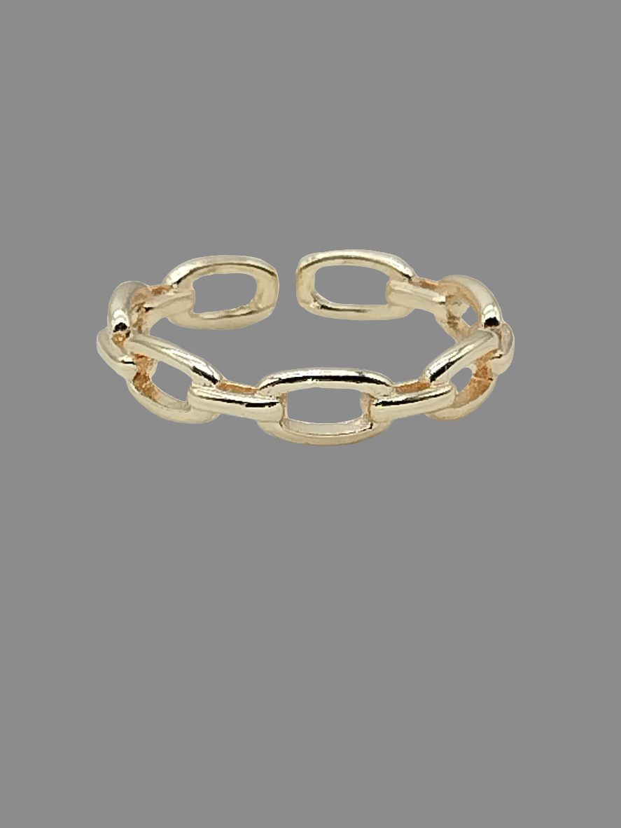 Anillo de oro ajustable, chapado en oro, cadena de eslabones, estilo boho chic, regalos, chicas de moda, mujeres con clase