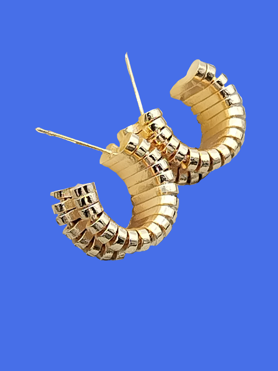 Klobige goldene Creolen, Gelenkohrringe, Einzigartig, Geschenke, Frauen, Schmuck