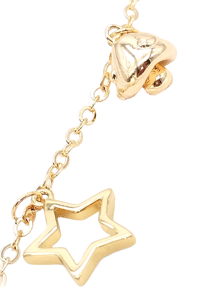 Dangling Gold Charms Necklace, Link Chain, Trendy Women Jewelry, Gift, Birthday