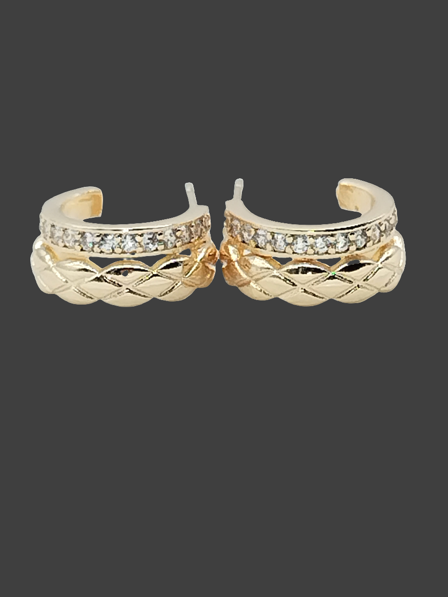 Kleine goldene Huggies, vergoldete Creolen, zweireihige Ohrringe, CZ, trendiger, zeitloser Schmuck, Frauen, Mädchen, Geschenke