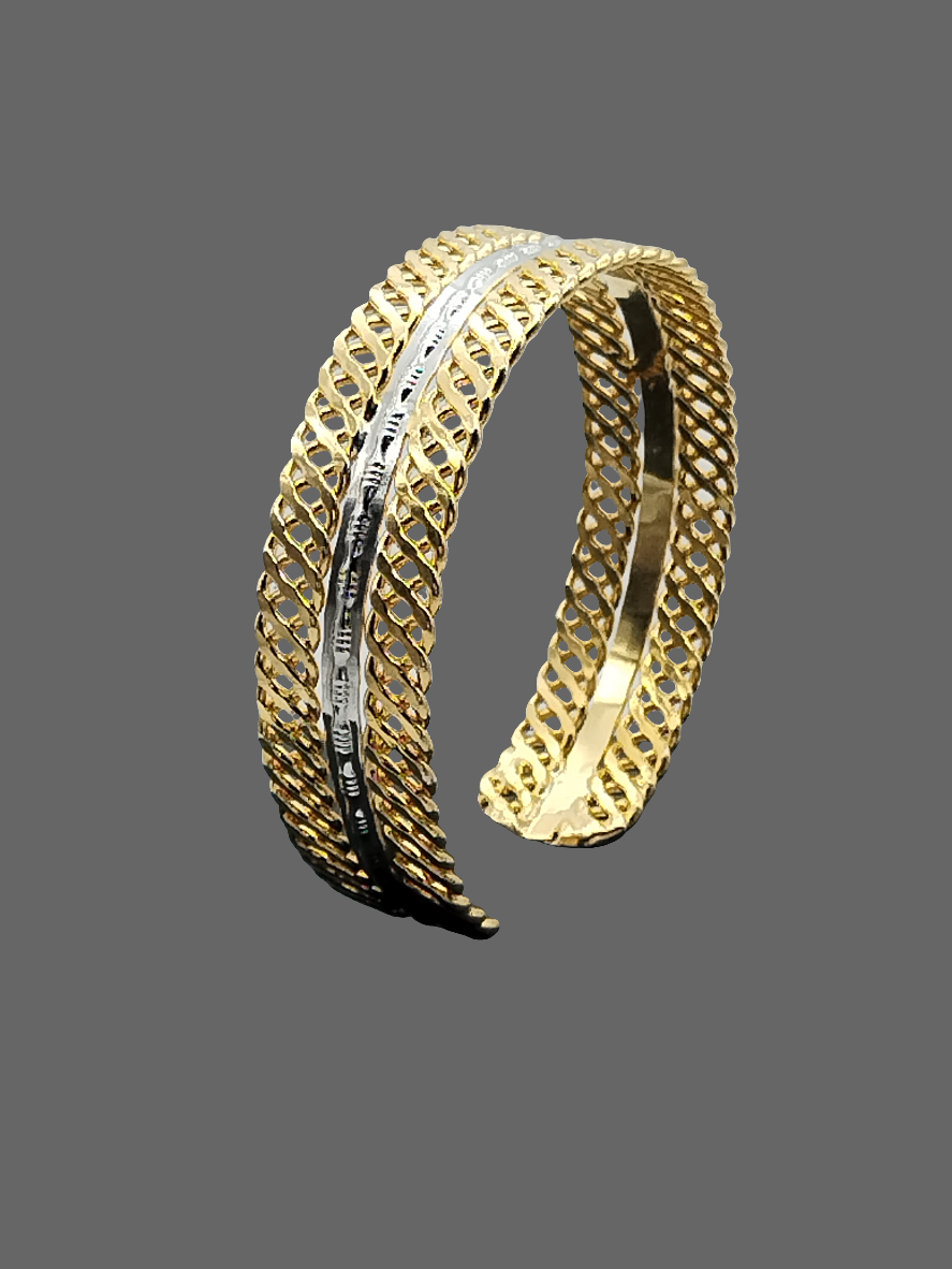 Brazalete de plata y oro, pulsera de metal trenzado, joyería elegante y con clase, mujeres, regalos, niñas