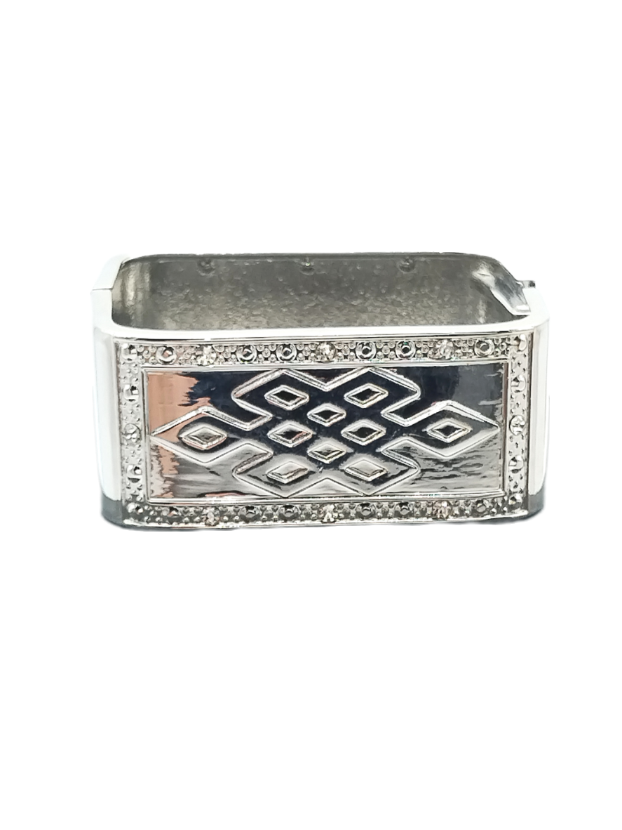 Chunky Silver Bangle, Rectangular Bracelet, Fashion Jewelry, Women, Girls, Gifts