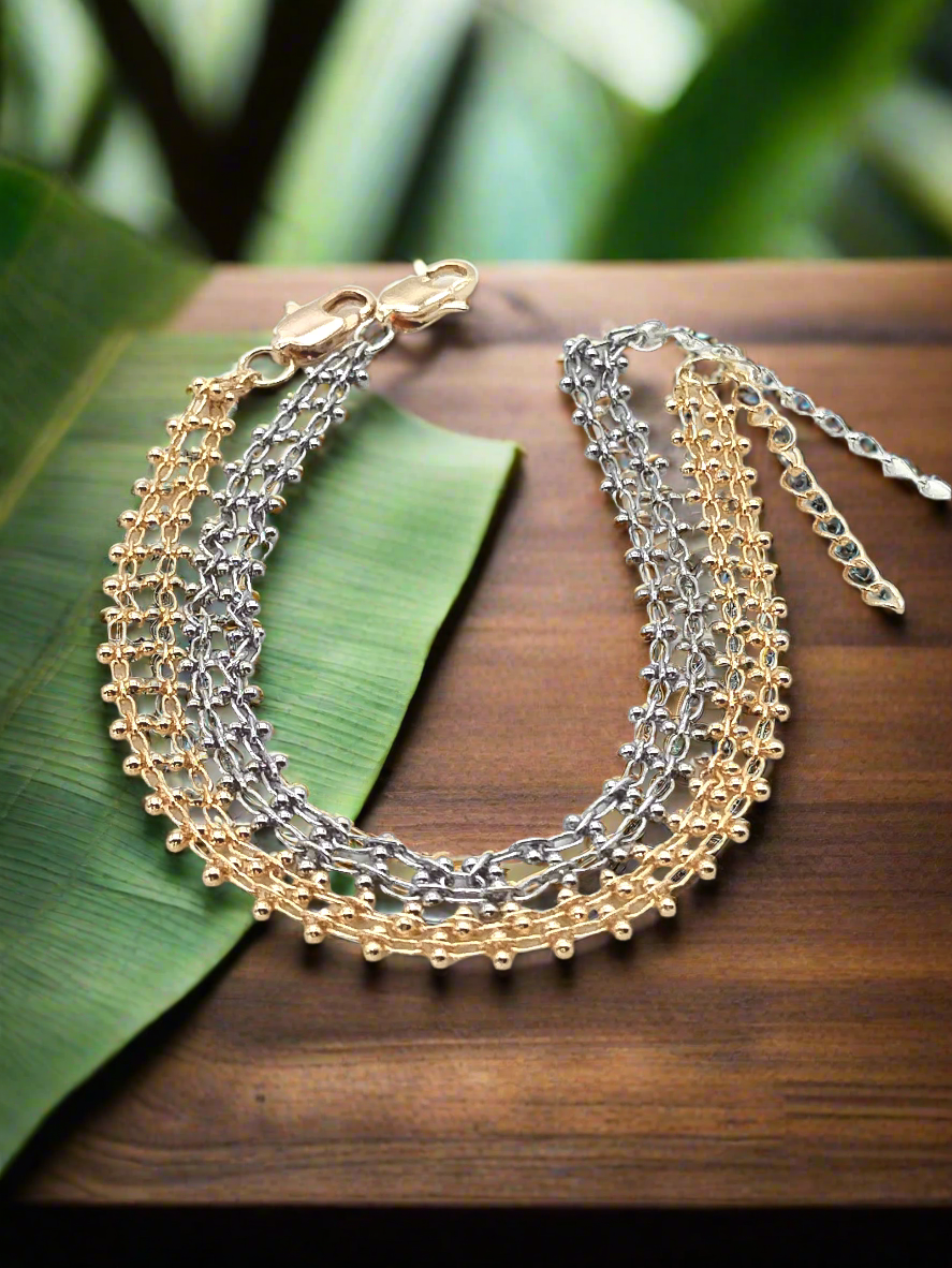 Pulsera de doble cadena de oro, joyería elegante y minimalista, sostenible, regalo de San Valentín, joyería para mujer