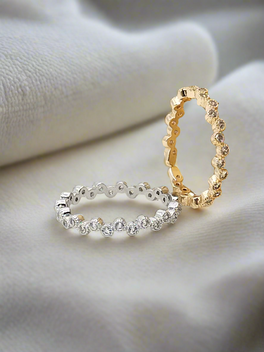 Anillo de plata delicado, anillo de eternidad con circonita cúbica, joyería femenina, elegante, para mujer, apilable (copia)