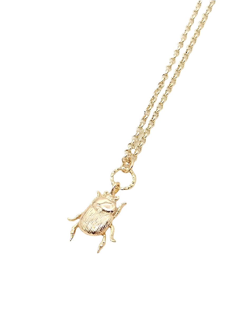 Scarab Beetle Charm Necklace, 18k Gold Plated Chain, Trendy Choker Layering, Holidays Gift, Women Sustainable Jewelry
