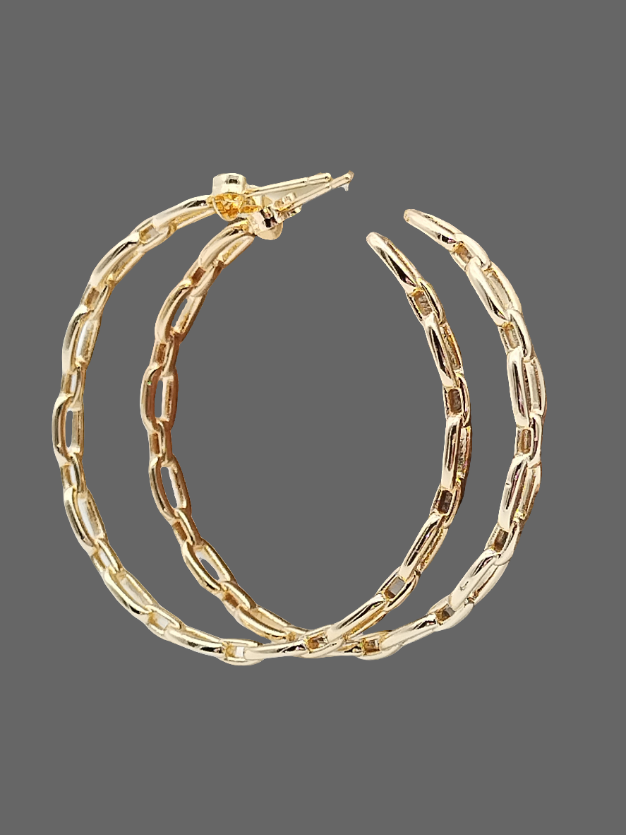 Pendientes de aro grandes, pendientes de eslabones dorados, joyas para mujer, regalos para ella