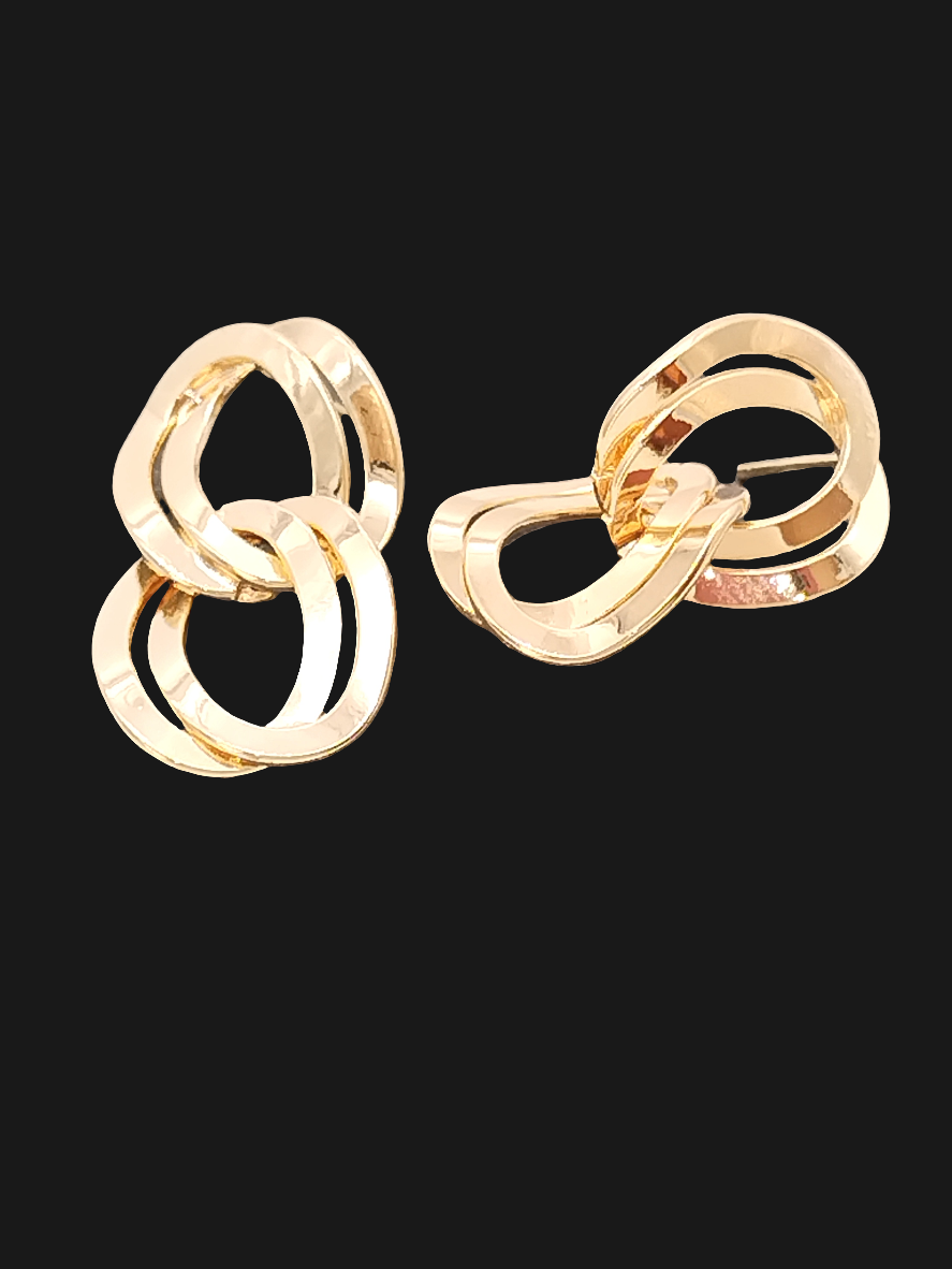 Auffällige Bordsteinketten-Ohrringe, goldene Ohrstecker, trendiger Schmuck, Weihnachten, Feiertagsgeschenk, Frauen