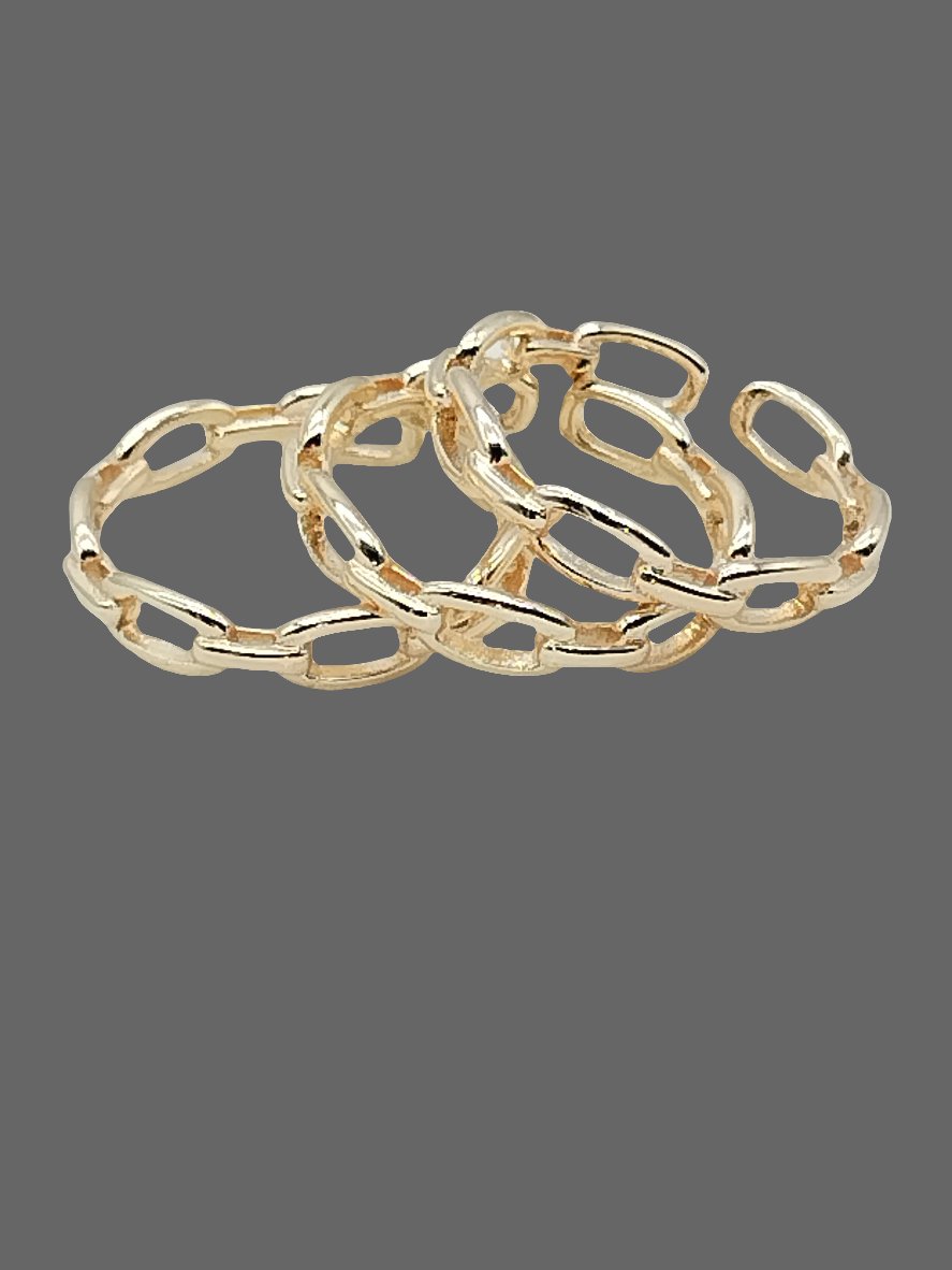 Anillo de oro ajustable, chapado en oro, cadena de eslabones, estilo boho chic, regalos, chicas de moda, mujeres con clase