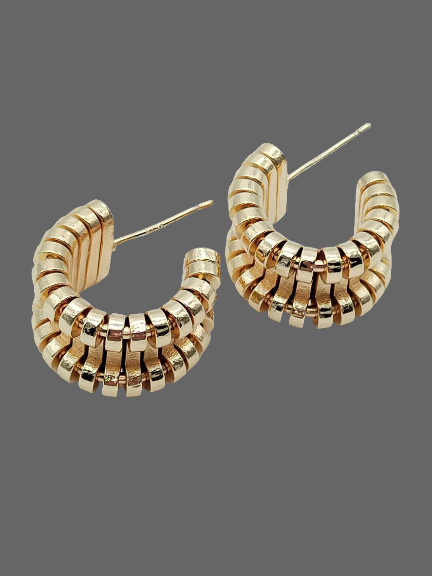 Klobige goldene Creolen, Gelenkohrringe, Einzigartig, Geschenke, Frauen, Schmuck