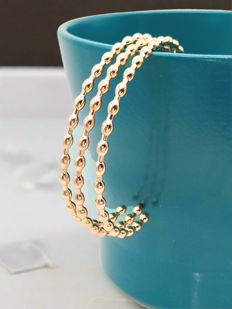 Gold Beaded Bracelet, 18k Gold Plated Cuff, Adjustable, Classy, Jewelry, Women, Gifts, Mom