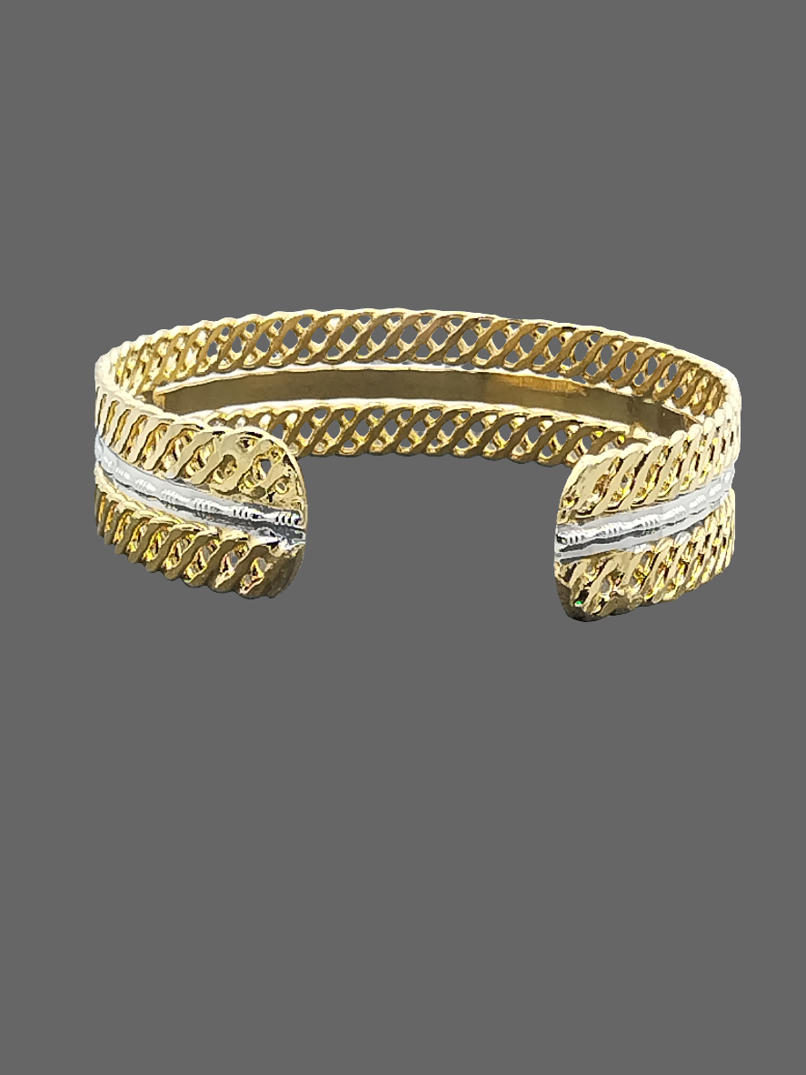 Brazalete de plata y oro, pulsera de metal trenzado, joyería elegante y con clase, mujeres, regalos, niñas