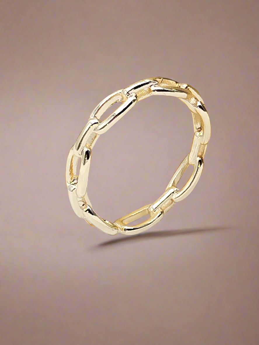 Anillo de oro ajustable, chapado en oro, cadena de eslabones, estilo boho chic, regalos, chicas de moda, mujeres con clase