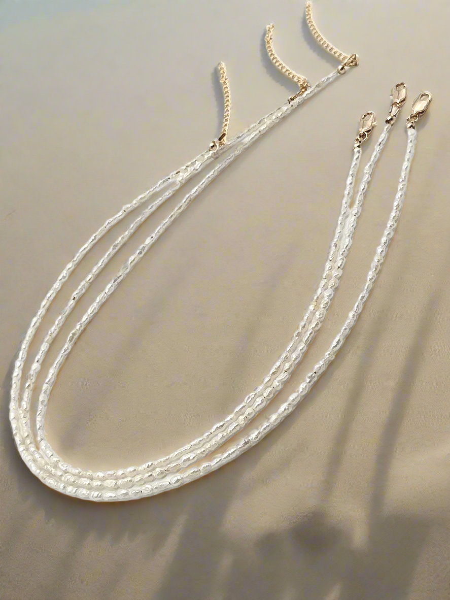 Tiny Keshi Pearls Gold Choker Necklace