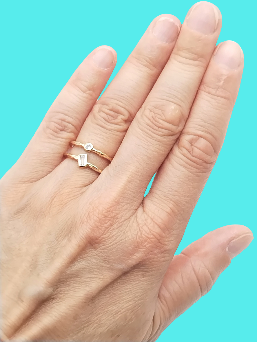 Anillo de doble fila, ajustable, chapado en oro, joyería con circonita cúbica, regalos, mujeres, elegante, apilable