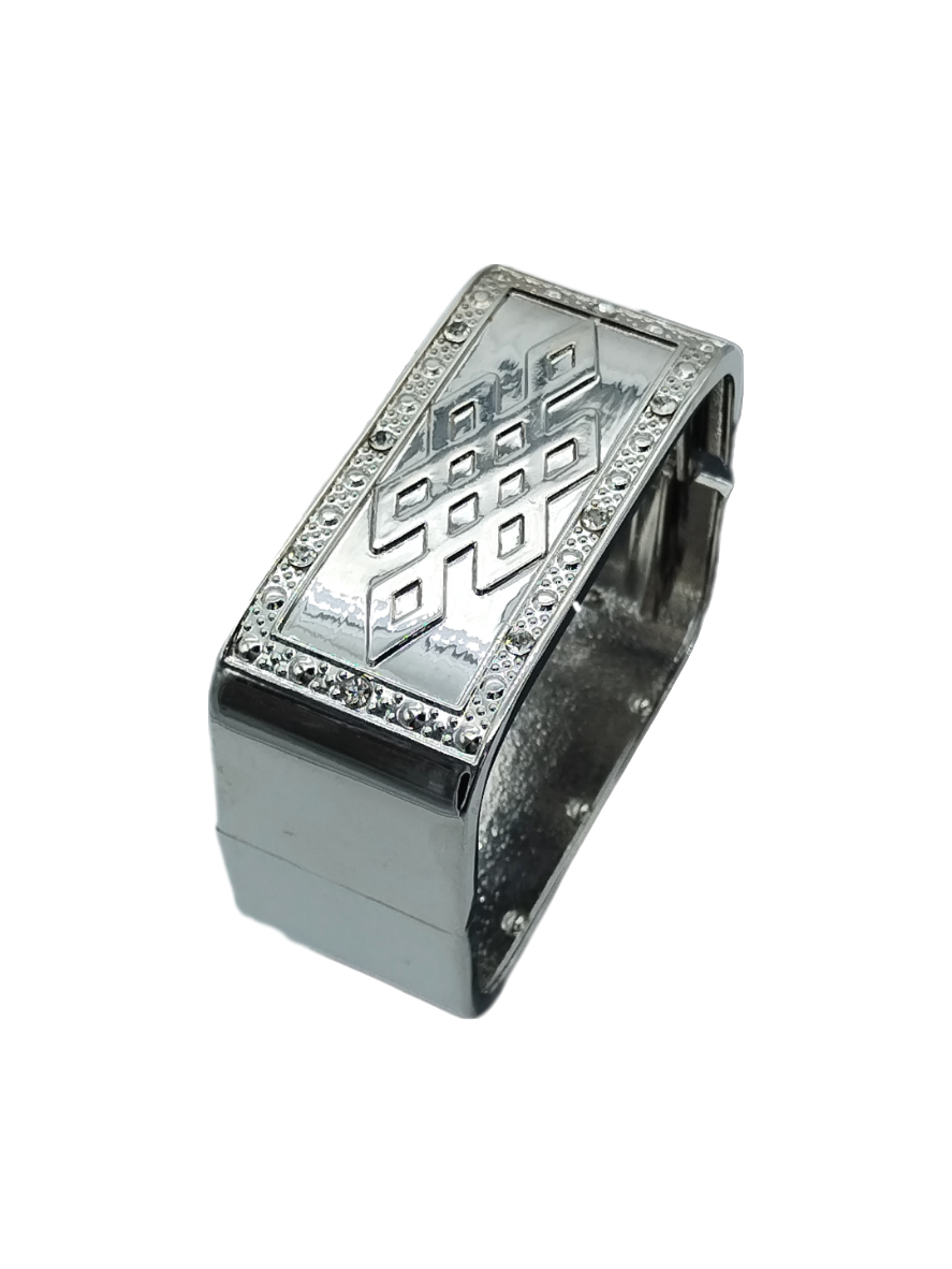 Chunky Silver Bangle, Rectangular Bracelet, Fashion Jewelry, Women, Girls, Gifts