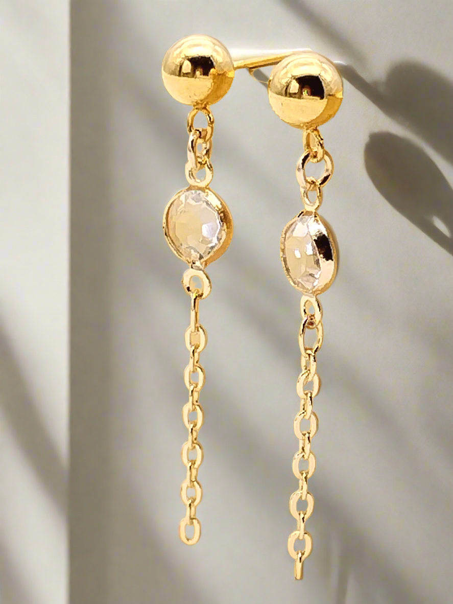 Goldene Kristall-Ohrringe, lange Quastenohrstecker, edel, minimalistisch, Frauen, Geschenke, trendy, Mädchen