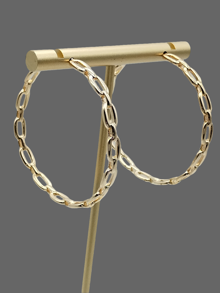 Pendientes de aro grandes, pendientes de eslabones dorados, joyas para mujer, regalos para ella