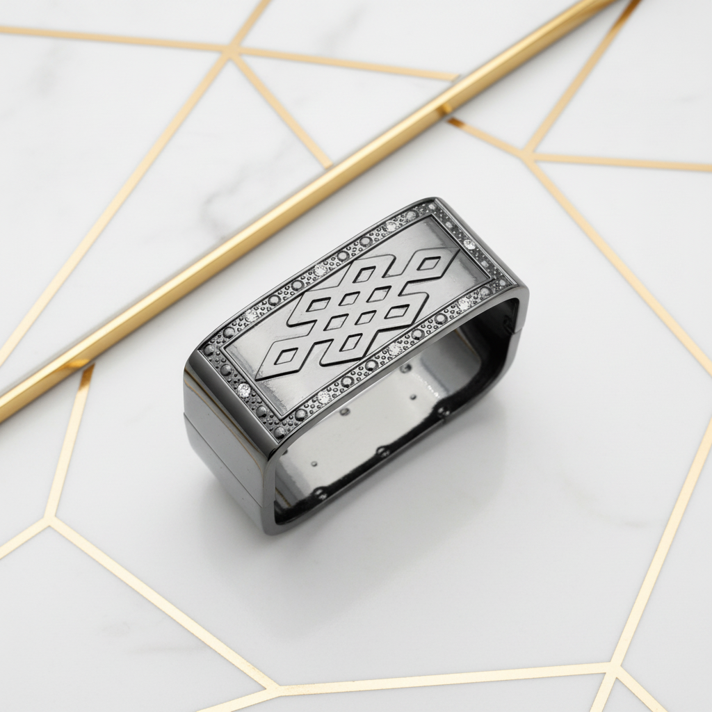 Chunky Black Cuff Bangle – Open Geometric Statement Bracelet
