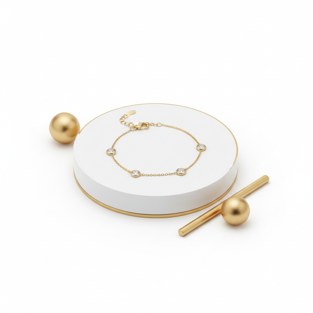 18k Gold Plated Crystal Satellite Chain Bracelet Gift for Women
