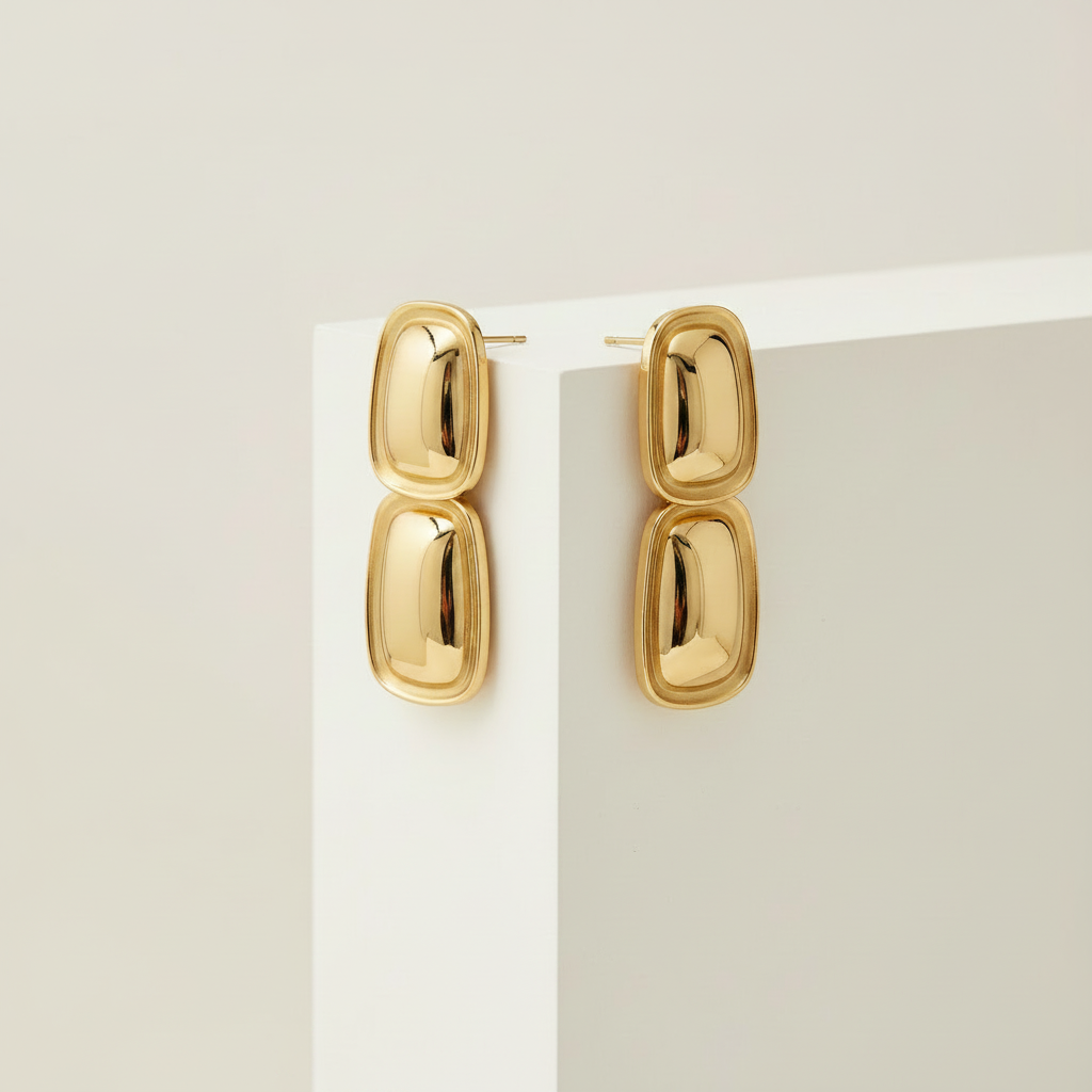 Articulated Dangle Earrings 18k PVD Gold Waterproof Hypoallergenic for Women