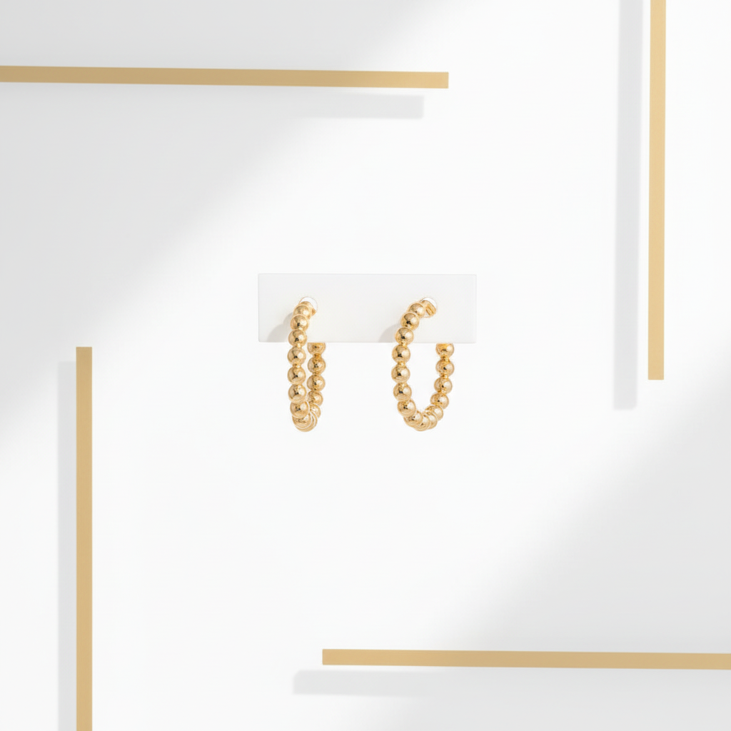 20mm gold beaded hoop earrings – 18k gold plated stainless steel – premium editorial jewelry – Ms Friesch