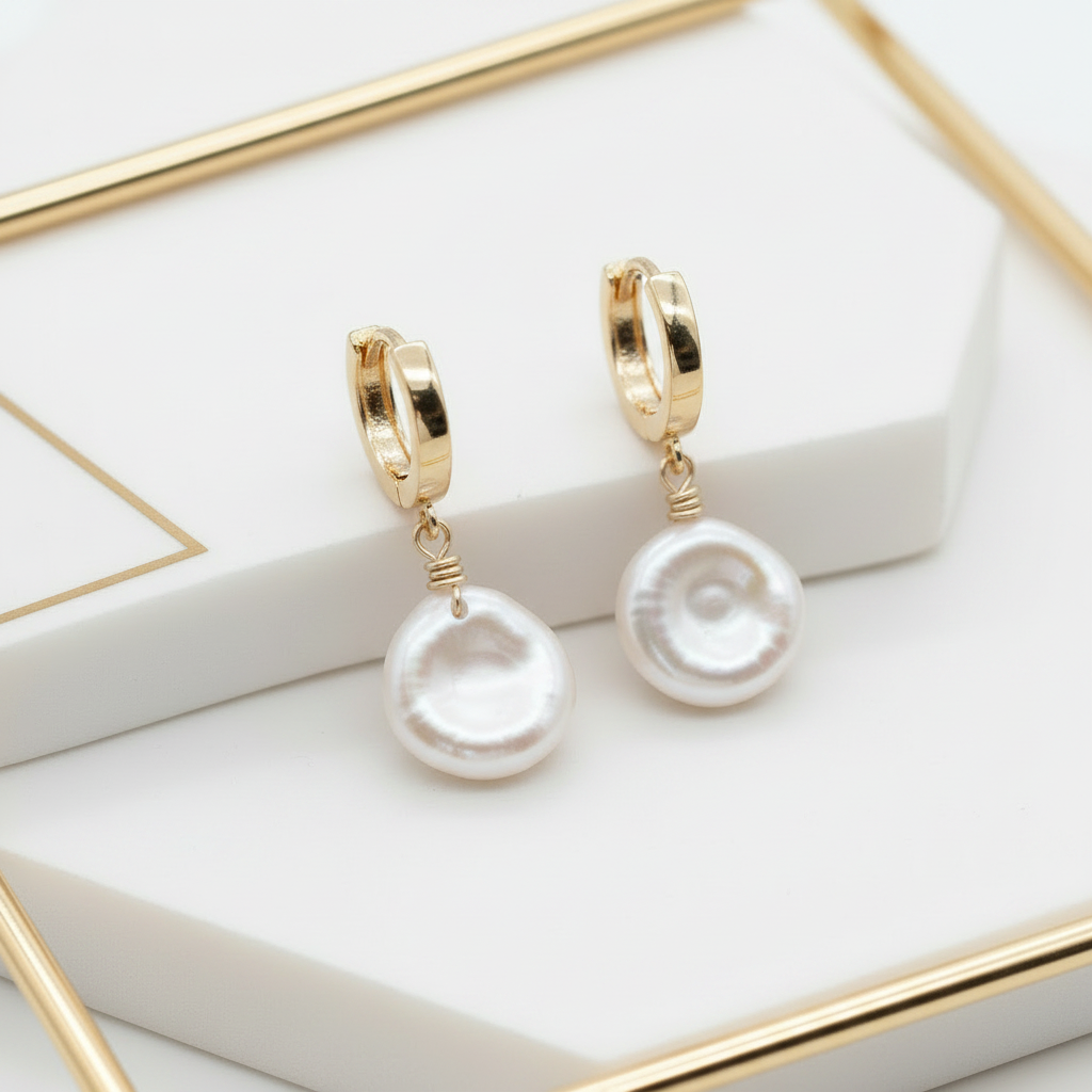 Keshi Pearl Hoop Earrings 18K Gold Plated 14K Gold Filled Wire – Organic Pearl Jewelry