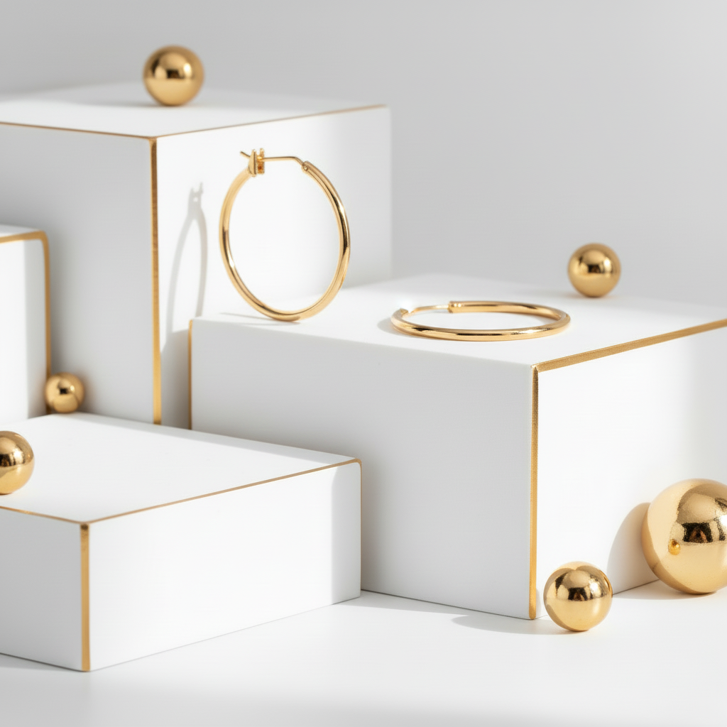 Close-up of 18k gold plated hoop earrings showing 2mm width and sleek finish