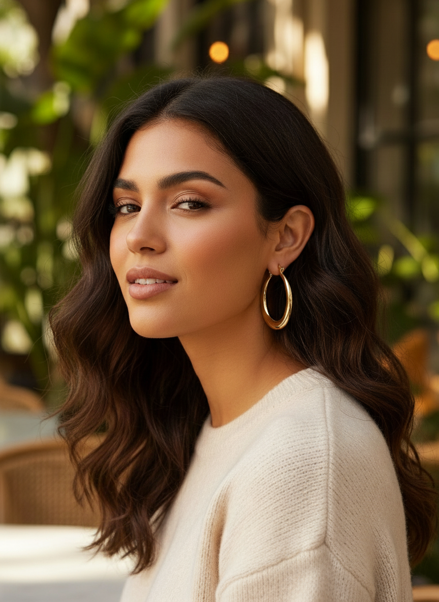 Pendientes ovalados dorados más pequeños