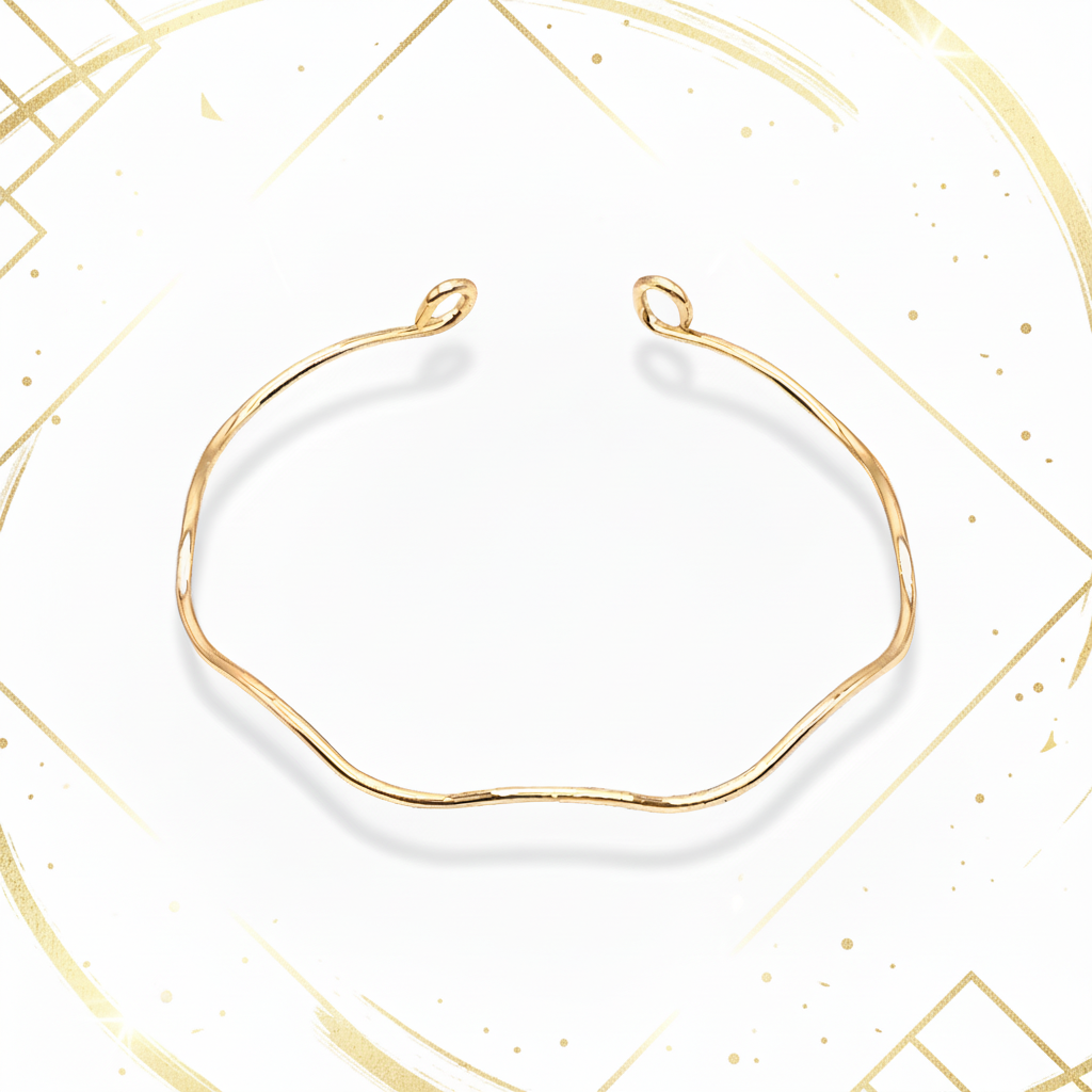 18k Gold Plated Wavy Cuff Bracelet Adjustable Bangle – Minimalist Luxury Jewelry Ms Friesch