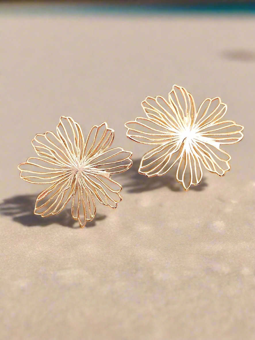 Large Gold Button Earrings