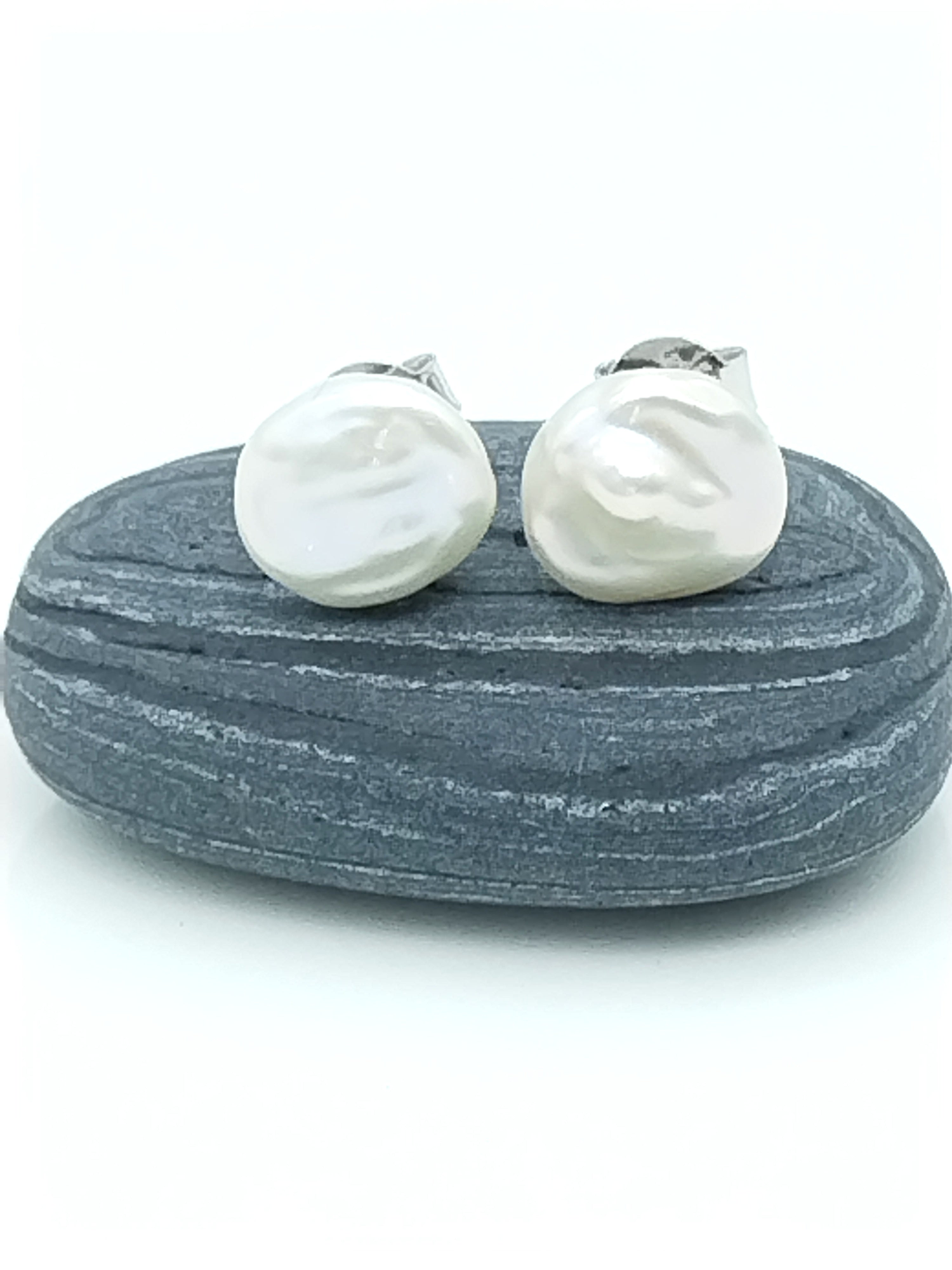 Natural Keshi Pearl Sterling Silver Stud Earrings